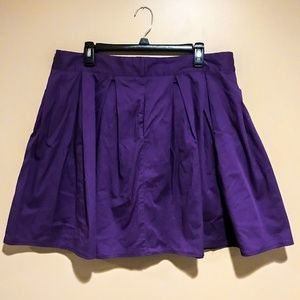 Purple High-Waisted Skater Skirt w/ Pockets